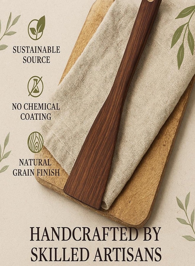 Woodkit Pure Rose Wood Spatula - Flat Flip Turner for Mixing, Stirring, Dosa Spatula Roti Handmade Wooden Cooking Spoon Non-Stick Safe & Kitchen Tool Heat-Resistant & Durable (Flat Flip Turner) - Image 2